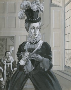 I. Erzsébet királynő a skót Mária királynő kivégzésének hírét hallva (gouache, papír) alkotó: Angus McBride