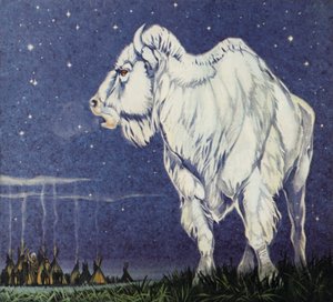 A fehér bölény (színes litográfia) alkotó: Angus McBride