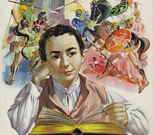 A fiatal Heinrich Schliemann egy letűnt Trójáról álmodik (színes litográfia)