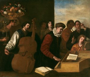 Koncert - peinture de 1640 Falcone, Aniello (1600/7-1665) 109x127 cm - Museo del Prado, Madrid - The Concert (olaj, vászon), Falcone, Aniello (1607-56) / Prado, Madrid, Spanyolország