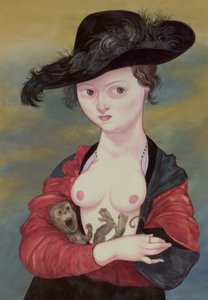 Portrait Of A Lady With A Titi, 2016 (akrilfesték, illusztrációs karton) alkotó: Anita Kunz
