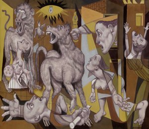 A Guereza Guernica, 2018 (akrilfesték illusztrációs kartonra)