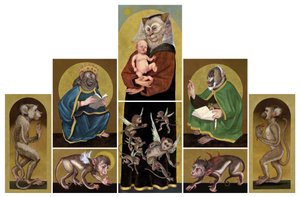 A világi oltárkép, 2017 (akrilfesték illusztrációs kartonra) alkotó: Anita Kunz