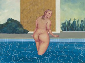 A nő a medencében, 2016 (akrilfesték, illusztrációs karton) alkotó: Anita Kunz