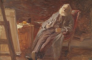A festő Vilhelm Kyhn pipázik alkotó: Anna Ancher