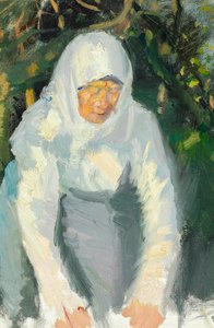 Skageni nő fehér sállal. alkotó: Anna Ancher