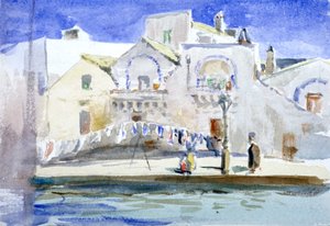 "Házak a csatorna mellett mosóvezetékkel", 1864-1930. alkotó: Anna Lea Merritt