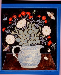 Kék kancsó és piros rózsaszín alkotó: Anna Pugh