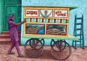 Utcai árus, India, 2019 (gouache) alkotó: Annalisa Morrocco