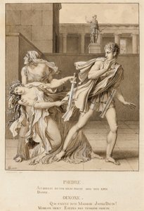 Phaedre, miután kinyilvánította szenvedélyét, megpróbálja megölni magát Hippolytus kardjával alkotó: Anne-Louis Girodet de Roucy-Trioson