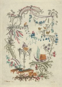 Chinoiserie a kínai arabeszk jegyzetfüzetek új csomagjából, 1790-99.