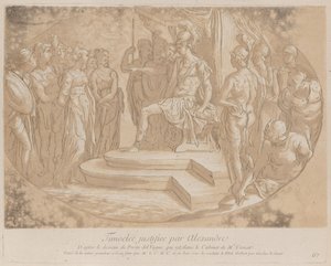 Nagy Sándor felszabadítja Timocleát, frous bea..., kb. 1729-40 alkotó: Anne Claude Philippe de