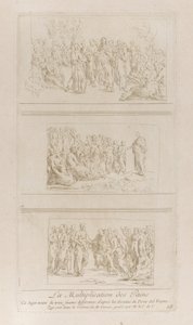 Három külön tanulmány a kenyerek csodáiról, amelyek Krisztust mutatják a d...-ben, kb. 1729-40. alkotó: Anne Claude Philippe de Caylus