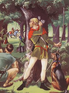 Robin Hood a sherwoodi erdőben (színes litográfia) alkotó: Anne & Johnstone Janet (1928 79) Johnstone