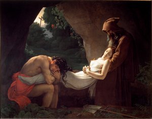 Atala Atala sírjánál vagy temetésén alkotó: Anne-Louis Girodet de Roucy-Trioson