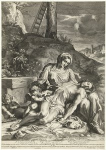 Pieta, Pieter de Bailliu metszete alkotó: Annibale (after) Carracci
