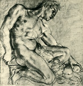 Ülő Ignudo füzérrel, 1598-1599, 1943. alkotó: Annibale Carracci