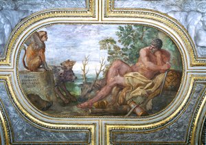 Herkules és a Szfinx Cerberusszal, a Camerinoból, 1596 alkotó: Annibale Carracci