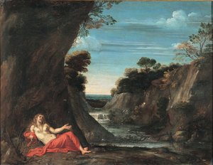 Táj a bűnbánó Magdolnával, 1601 és 1641 között alkotó: Annibale Carracci