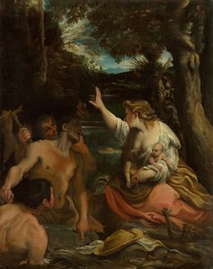 Latona és a líciai parasztok Latona Gyermekeit védi, 1585. alkotó: Annibale Carracci