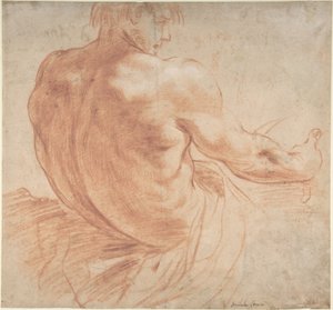 Jobbra néző, ülő ifjú hátulról nézve alkotó: Annibale Carracci