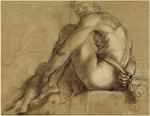 Meztelenül ülve alkotó: Annibale Carracci