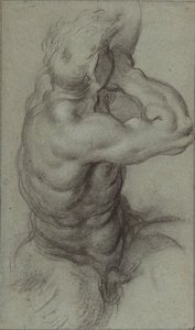 Kagylókürtöt fújó Tritón tanulmánya (előlap); Egy kar részlettanulmánya (hátlap) alkotó: Annibale Carracci