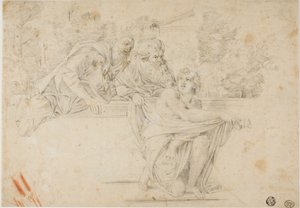 Susanna és a vének (recto); A nő profilvezetője (fordítva) alkotó: Annibale Carracci