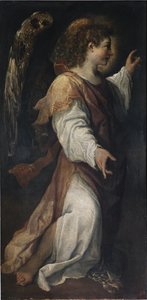 Az Angyali üdvözlet angyala, részlet (olaj, vászon, 1587 körül) alkotó: Annibale Carracci