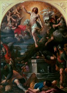Annibale Carracci (Carrache) Krisztus feltámadása festménye (1560-1609) 1593 V. 217x160 cm Párizs, Musee du Louvre