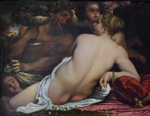 Vénusz, két szatír és Ámor alkotó: Annibale Carracci