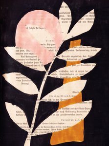 Absztrakt levelek fekete háttérrel – gouache-festmény