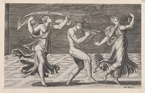 Speculum Romanae Magnificentiae: Faunok és Bacchantok tánca, 16. század eleje..., 16. század eleje alkotó: Anon