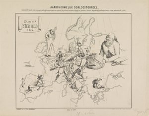Vizuális háborús jelenet / Európa térképe 1859-ben (cím az objektumon) alkotó: Anonymous