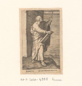 Bartholomew apostol Sancte Bartholomew (cím a tárgyon) Apostolok (sorozat címe) alkotó: Anonymous