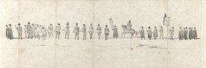 Willem néhai király temetése Delftben 1849. április 4-én (3. oldal) II. Vilmos 1849-es temetési menetének öt összefüggő lapja (sorozat címe) alkotó: Anonymous