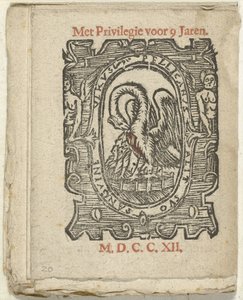 Lap kiadói jelzéssel, 1712 Amelyben Lidt de Maen van / ahol meghalsz / meztelenül távozol, hacsak nem nagyszerű hang; Als Peste / Pleures is / ende sulck quaet / oock niet sonder des Meestersraet (cím a tárgyon) alkotó: Anonymous