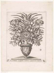 Bloemen in vaas met leeuwenkoppen (cím a tárgyon) alkotó: Anonymous