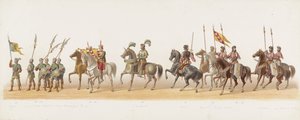1873-as delfti körmenet (negyedik tábla) A Delfti Diáktestület tagjai által 1873. július 8-án tartott jelmezes körmenet, amely Karel van Egmondnak, Gelre hercegének, Zutphen grófjának Arnhembe 1492-ben történt bevonulását ábrázolja (t sorozat) alkotó: Anonymous