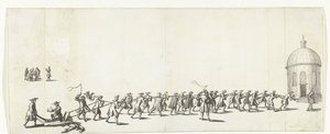 Dominicust talicskán húzzák a rondei evangélikus templomba, 1683-1684 alkotó: Anonymous