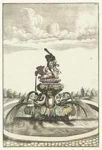 Fontein Ladonban találkozott Herkulesszal Építészet Curiosa Nova (sorozat címe) alkotó: Anonymous
