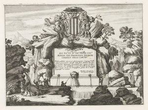 Szökőkút Giovanni Francesco Negroni dedikációjával és címerével Fontane delle ville di Frascati (sorozat címe) Frascati szökőkútjai (sorozat címe) alkotó: Anonymous