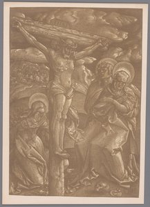Hans Baldung Grien Krisztus a kereszten című, chiaroscuro fametszet fotóreprodukciója alkotó: Anonymous