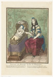 Francia király bölcsőben Berceuse de Monsignor. Le Duc de Bourgogne. (cím a tárgyon) alkotó: Anonymous