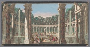 Kilátás az oszlopcsarnokra a Versailles-i kertben La Colonnade (cím az objektumon) alkotó: Anonymous