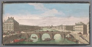Kilátás a Pont Royalra a Szajna folyó felett Párizsban, a Pont Neuf felé nézve Vuë Privé de Paris, Prize du Pont Royal respectant vers le Pont Neuf (cím a tárgyon) alkotó: Anonymous