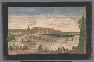 Kilátás a Versailles-i kertre és a Versailles-i palotára alkotó: Anonymous