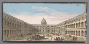 Kilátás a párizsi Hôtel des Invalides udvarára Vüe ​​de la grande cour de l