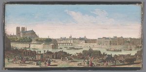 Gezicht op de stad Parijs gezien vanaf de Quai de Miramion Egy másik különleges kilátás Párizsról, a Nôtre Dame-tól a Pont de la Tournelle-ig (cím a tárgyon) alkotó: Anonymous
