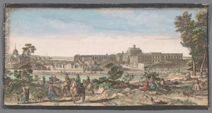 Kilátás a városra és a Versailles-i palotára Kilátás a kastélyra és Versailles város egy részére (cím a tárgyon) alkotó: Anonymous